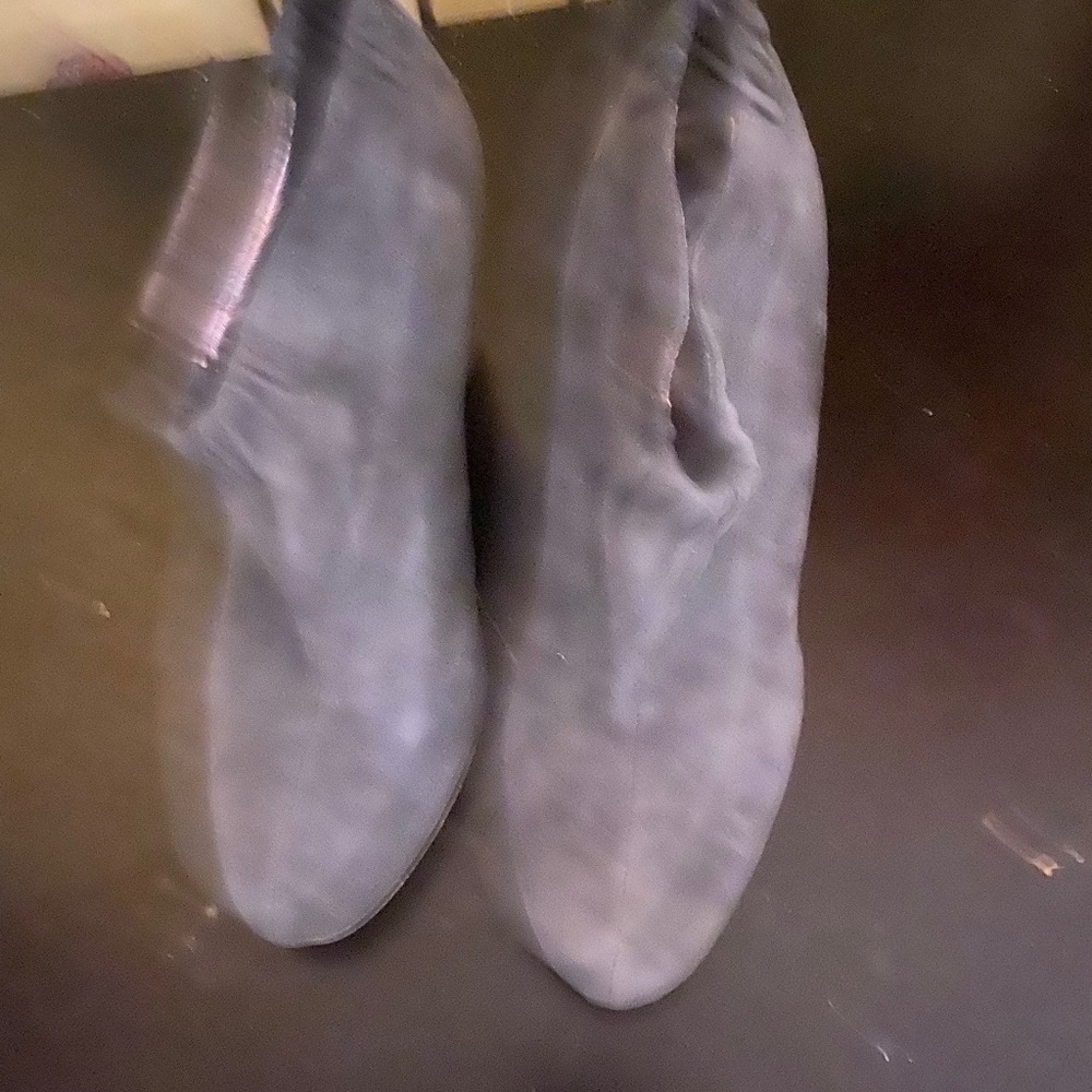 Gray suede booties